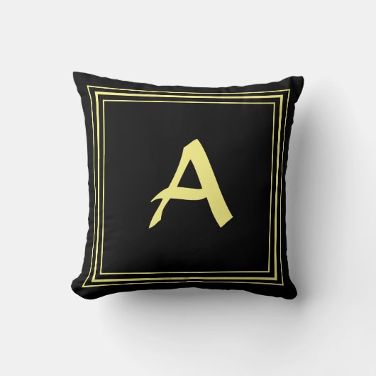 Geel frame monogram letter minimalistische kussens (Voorkant)