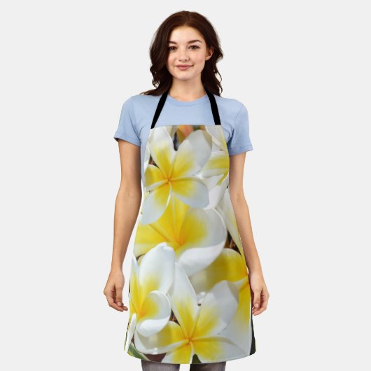 Geel Frangipani boeket, full print Schort (Gedragen)