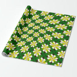 geel Frangipani-patroon Cadeaupapier