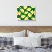 geel Frangipani-patroon Canvas Afdruk (Insitu (Slaapkamer))