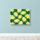 geel Frangipani-patroon Canvas Afdruk (Insitu (Houten vloer))