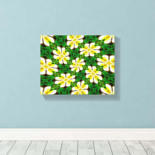 geel Frangipani-patroon Canvas Afdruk (Insitu (Houten vloer))