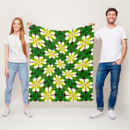 geel Frangipani-patroon Fleece Deken