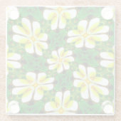 geel Frangipani-patroon Glazen Onderzetter (Achterkant)