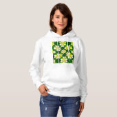 geel Frangipani-patroon Hoodie (Voorkant volledig)