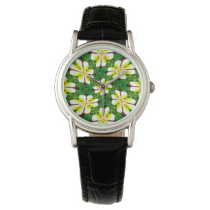 geel Frangipani-patroon Horloge