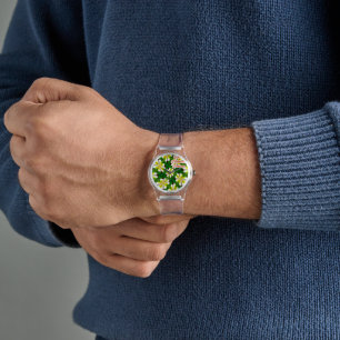 geel Frangipani-patroon Horloge