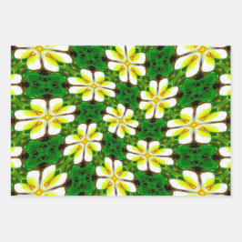 geel Frangipani-patroon Inpakpapier Vel