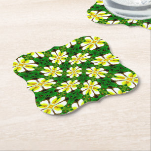 geel Frangipani-patroon Kartonnen Onderzetters