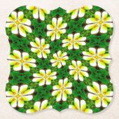 geel Frangipani-patroon Kartonnen Onderzetters (Voorkant)