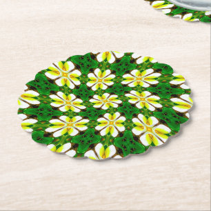 geel Frangipani-patroon Kartonnen Onderzetters