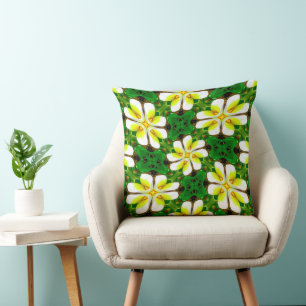 geel Frangipani-patroon Kussen