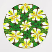 geel Frangipani-patroon Labels (Design 1)