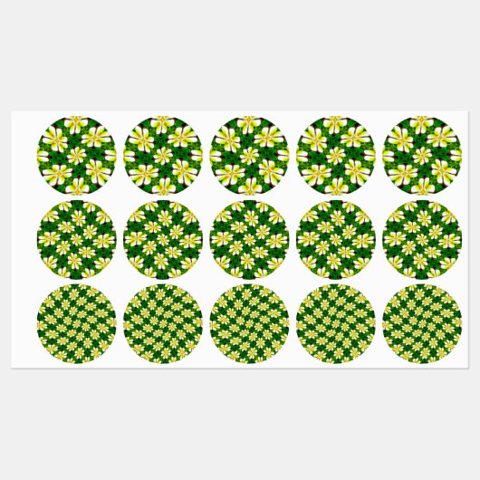 geel Frangipani-patroon Labels (Vel)