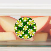 geel Frangipani-patroon Labels (Aangebracht)