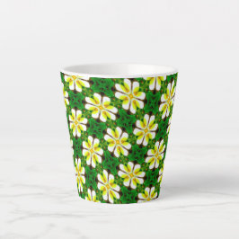 geel Frangipani-patroon Latte Mok