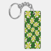 geel Frangipani-patroon Sleutelhanger (Voorkant Links)