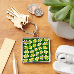 geel Frangipani-patroon Sleutelhanger