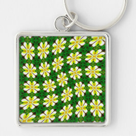 geel Frangipani-patroon Sleutelhanger