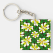 geel Frangipani-patroon Sleutelhanger (voorkant)