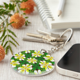 geel Frangipani-patroon Sleutelhanger