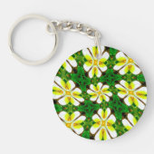 geel Frangipani-patroon Sleutelhanger (Voorkant)