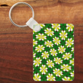 geel Frangipani-patroon Sleutelhanger (Voorkant)