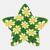 geel Frangipani-patroon Ster Sticker (Voorkant)