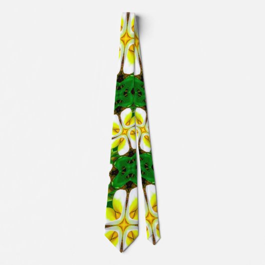 geel Frangipani-patroon Stropdas (Voorkant)