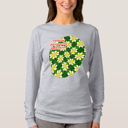 geel Frangipani-patroon T-shirt (Voorkant)