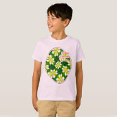 geel Frangipani-patroon T-shirt (Voorkant volledig)
