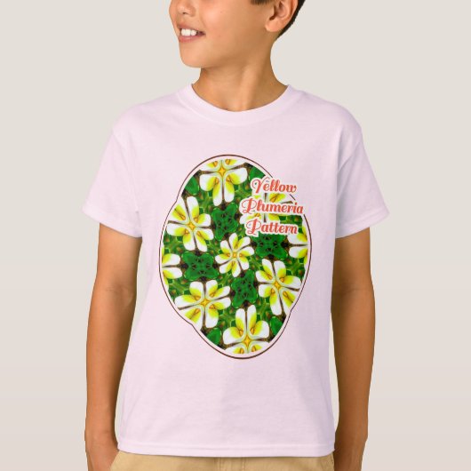 geel Frangipani-patroon T-shirt (Voorkant)