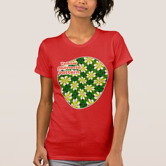 geel Frangipani-patroon T-shirt (Voorkant)