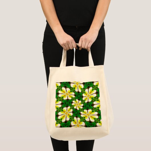 geel Frangipani-patroon Tote Bag (Voorkant (product))