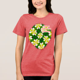 geel Frangipani-patroon Tri-Blend Shirt