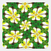 geel Frangipani-patroon Vierkante Sticker (Voorkant)
