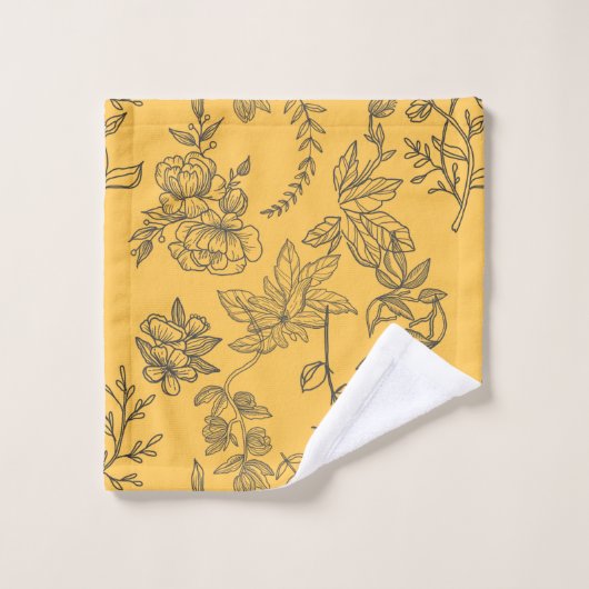 Geel Frans floreel patroon Bad Handdoek (Wasdoekje)