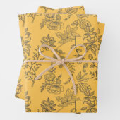 Geel Frans floreel patroon Inpakpapier Vel (In situ)