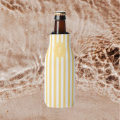 Geel Frans strand Stripe gepersonaliseerd monogram Flesjeskoeler