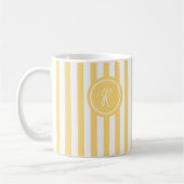 Geel Frans strand Stripe gepersonaliseerd monogram Koffiemok (Links)
