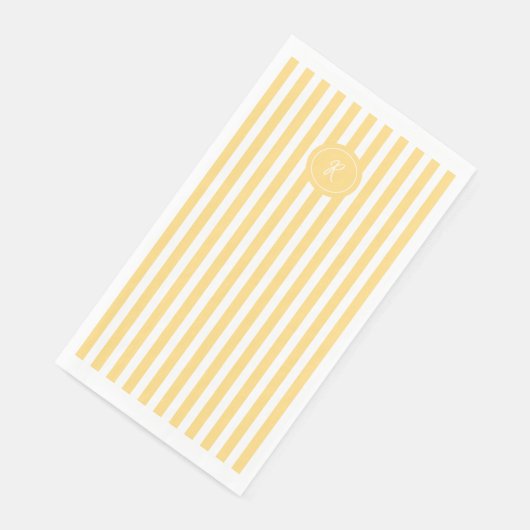 Geel Frans strand Stripe gepersonaliseerd monogram Servet (Hoek)