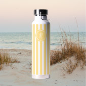 Geel Frans strand Stripe gepersonaliseerd monogram Waterfles