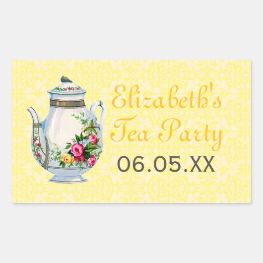 Geel  Frans Tea Party Favor Stickers (Voorkant)