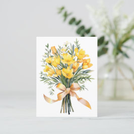 Geel Freesia Bloemen Boquet Briefkaart