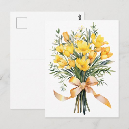 Geel Freesia Bloemen Boquet Briefkaart (Voorkant / Achterkant)