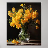 Geel Freesia Flowers Art Print Poster (Voorkant)