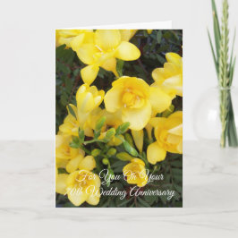 Geel Freesias 70th Wedding Jubileum Kaart