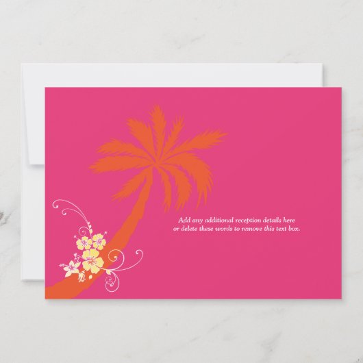 Geel, Fuchsia, Sinaasappel Tropische bruiloft Kaart (Achterkant)