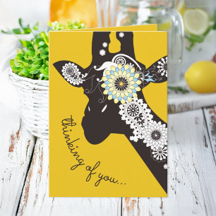 Geel Funky Koele Giraffe Humoristisch Denk Aan Jou Kaart