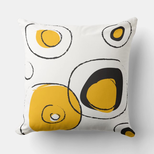 Geel FUNKY STIPPEN ONTWERP Retro Sierkussen (Voorkant)
